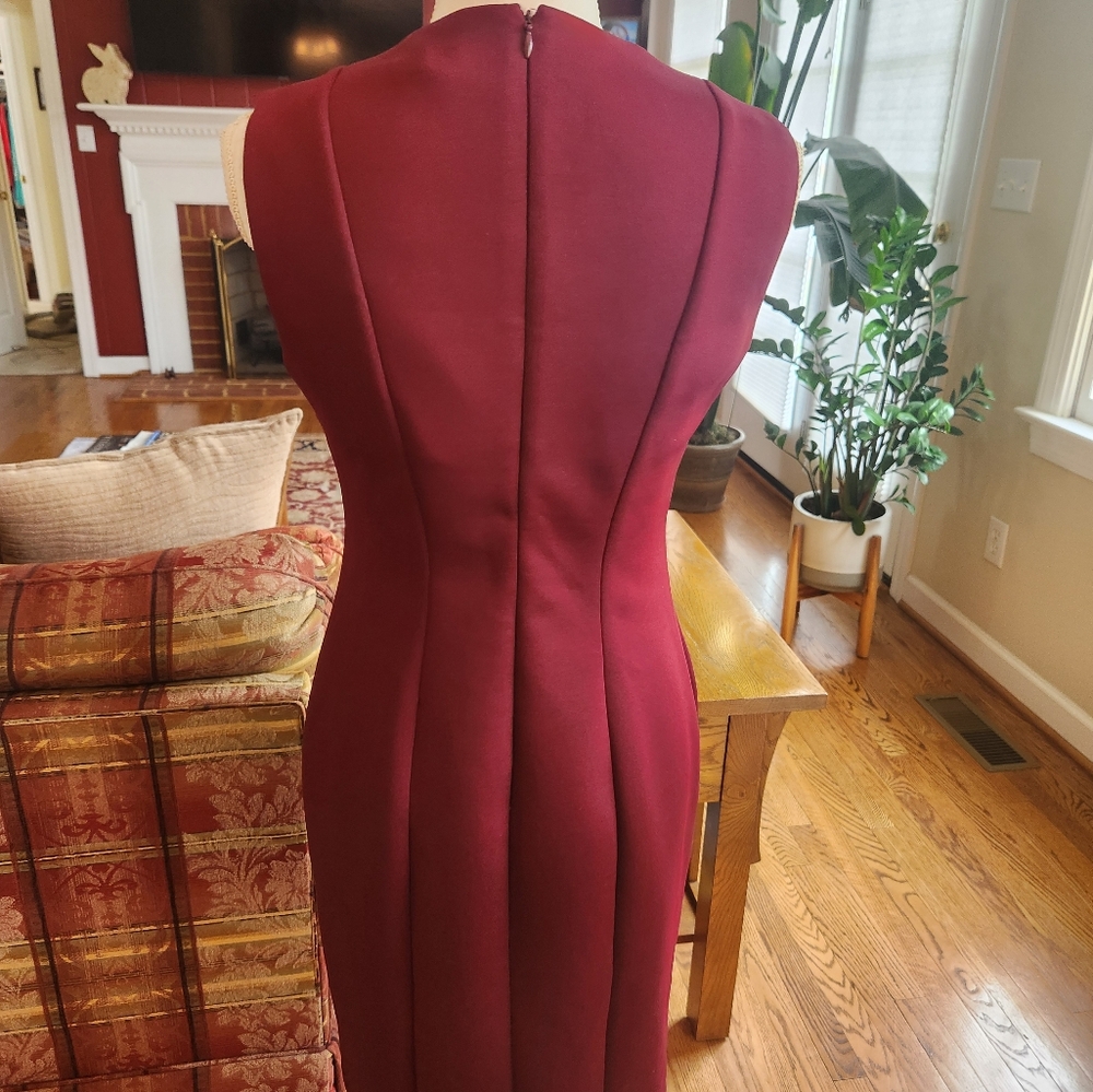 Calvin Klein Elegant Burgundy Dress with Gold Accent 6 - Picture 4 of 5
